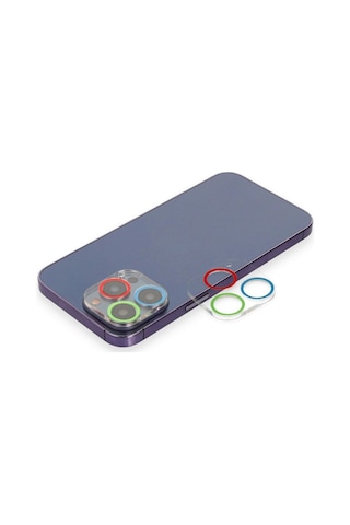 Apple Uyumlu iPhone 12 Pro Max Renkli Kamera Lens Koruma Cam - Mavi-yeşil Çok Renkli