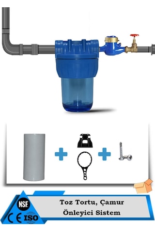WaterMelon 5 Inç Daire Bina Sayaç Girişi Pas Çamur Kireç Önleyici Su Arıtma 1 Mikron Sediment Filtre