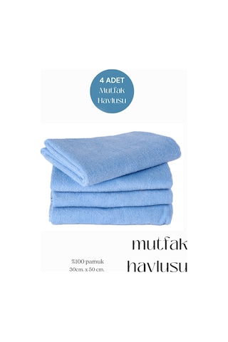 4 Adet Mutfak Havlusu El Yüz Havlusu Turkuaz