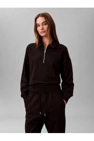 Calvin Klein Ls Archıve Terry 1/4 Zıp Polo Sw-12966 Siyah
