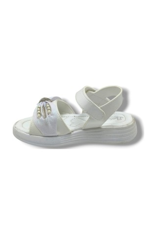 Butiqe 1809-26 Simli Boncuk Taşli Anatomik Kız Çocuk Sandalet 31-35 Beyaz