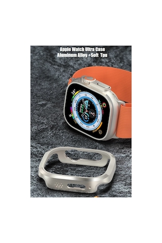 Movenchy Apple Uyumlu Watch Ultra 49mm Mo-wt3 Alüminyum Kasa Koruyucu - Gold