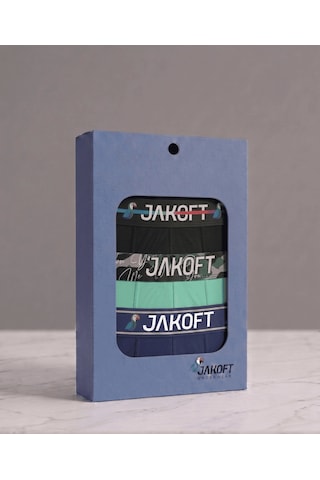 Jakoft Classic Pamuklu Erkek Boxer 3'lü Paket Yeşil - Lacivert - Siyah