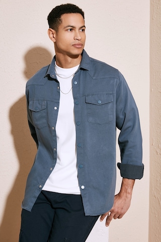 Buratti Pamuklu Regular Fit Çift Cepli Erkek Gömlek Cf24W116927 Indigo