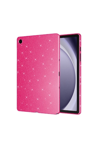 Nourthkiingdom Galaxy Tab S9 Fe Simli Parlak Görünümlü Uyumlu Tablet Koton Kılıf-pembe Koyu Tablet Kılıfı