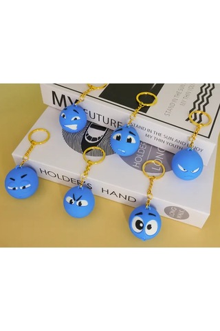 3d Baskı Emoji Anahtarlık Renkli Duygu İfadeli Çanta Süsü Çok Renkli