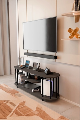 Modern Tv Ünitesi Ahşap Raflı 2 Katlı Televizyon Sehpası Minimalist,dayanıklı, Fonksiyonel Tv Standı Antrasit