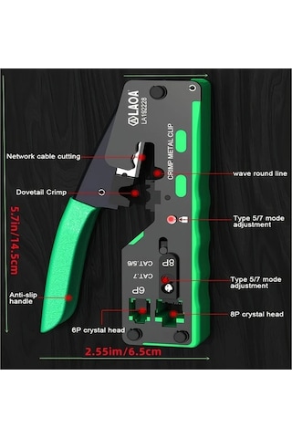 Xuweiwei La192228 Laoa Ag Kablosu Sıkma Aparatı Rj45 Rj11 Rj12 Cat5 5e 6 7 Kesme Soyma Sıkma Metal
