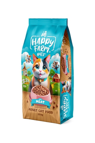 Happy Farm Etli Kedi Maması 15kg