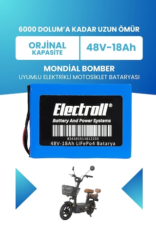 Mondial Bomber Uyumlu Batarya Standart Kapasite Lifepo4 48v 18ah Elektrikli Motosiklet Bataryası