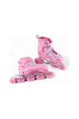Vadi Pembe Silikon Tekerli Ayarlanabilir Işıklı Paten L 39-42 Hp8136 Pembe - Beyaz