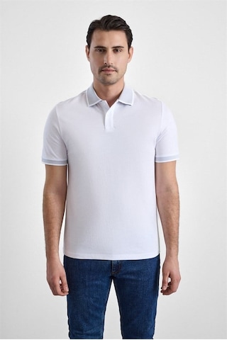 Süvari Beyaz Regular Düz Baskısız Pike Fermuarlı Polo Yaka Nefes Alabilen Tişört Ts1014000472-bey