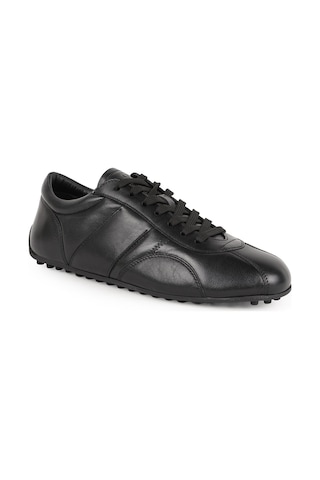 Libero Erkek Sneaker Ayakkabı Hakiki Deri Antik Bağcıklı Düz İnce Taban Esnek Kaymaz Kauçuk Taban L6027 Siyah