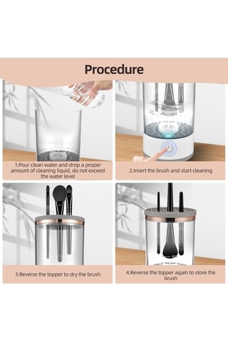 Didadodo Usb Şarjlı Otomatik Döner Makyaj Fırçası Temizleyici - Tüm Boyutlar İçin Uygun Şeffaf Küçük Boyutlar İçin Uygun Şeffaf