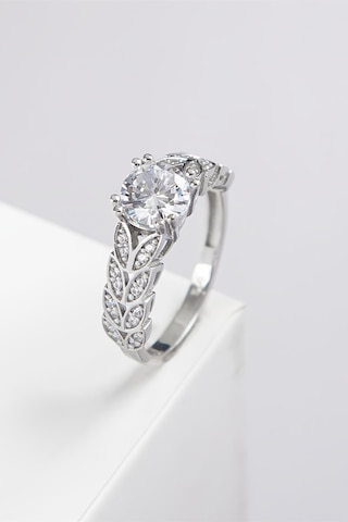 Yaprak Motifli Zirkon Taşlı 925 Ayar Gümüş Bayan Yüzük -7976