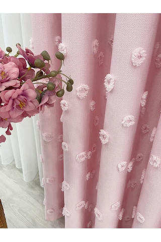 Brillant Carla Puffy Püsküllü Perde İstenilen Tüm Ölçülerde Pembe Pembe