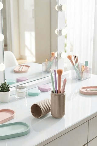 Bej - Seyahat Tipi Diş Fırçası, Makyaj Malzemesi Saklama Kabı, Çok Amaçlı Aksesuar Organizeri Bej