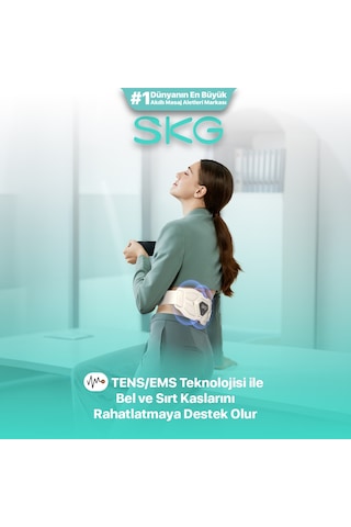 Skg W9 Pro Tens-Ems Bel Ve Sırt Masaj Aleti, Isı Terapisi-Termoterapi, Fototerapi Bel Kemeri Krem