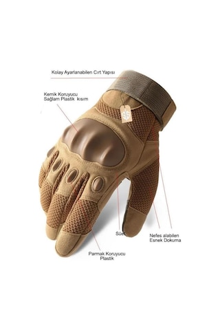 Single Sword Eklem Koruyucu Tam Parmak Motorcu Ve Bisiklet Eldiveni Xl-bej
