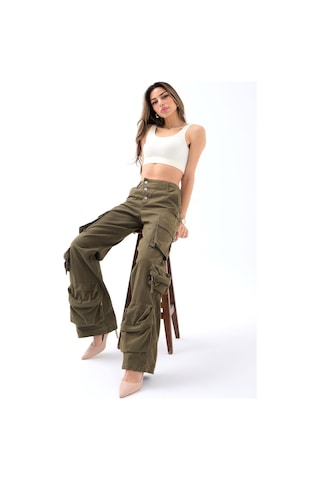Ckm Moda Gela Kargo Cepli Bol Pantolon Haki