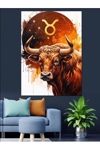 Ahşap Tablo Boğa Burcu Astroloji Figürü