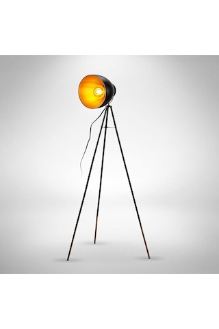 B.k. Licht Ayaklı Lamba Vintage Endüstriyel Tasarım, E27 Duy, 40 Watt, Döndürülebilir Lambader Siyah Diğer
