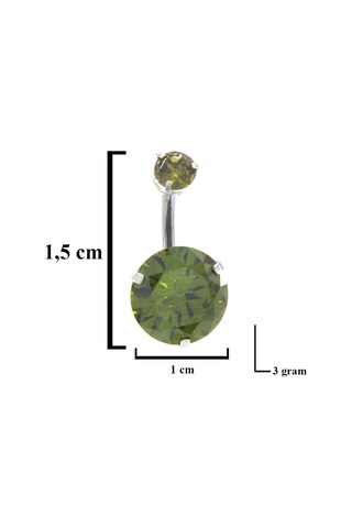 Ferizz 316l Çelik Yeşil Zirkon Taşlı Piercing Prc-110 Gümüş