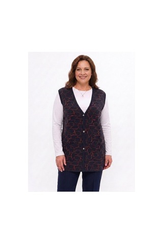 Onno Style Women Kalp Desenli Düğmeli Klasik Çelik Örgü Triko Yelek Bordo - Lacivert
