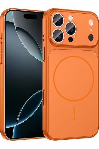 Zore Apple Uyumlu iPhone 14 Pro Kılıf Msra M-safe Şarj Özellikli Kamera Korumalı Formen Kapak - Turuncu Turuncu