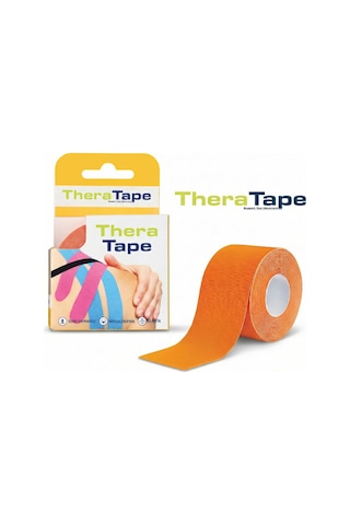 Thera Tape Kinesio Sporcu Bandı Yüz & Vücut Uyumlu Kinezyo Bant Turuncu 5 CM x 5 M
