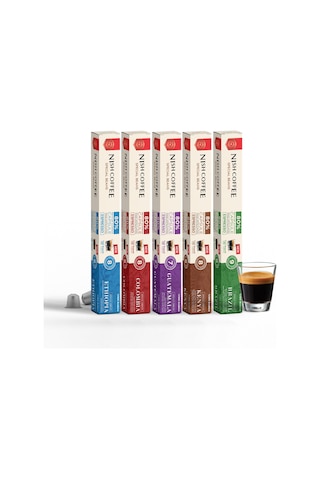 Nish Coffee Single Orijin Kapsül Kahve 5'li Set Ethiopia,colombia,guatemala,kenya,brasil -50 Kapsül Kapsül Kahve