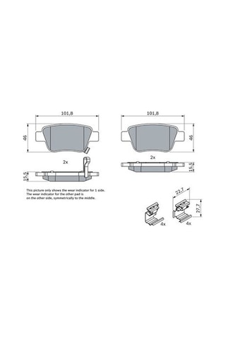Toyota Avensis T25 03-08 2.0 2003-2008 Bosch Arka Balata 23620