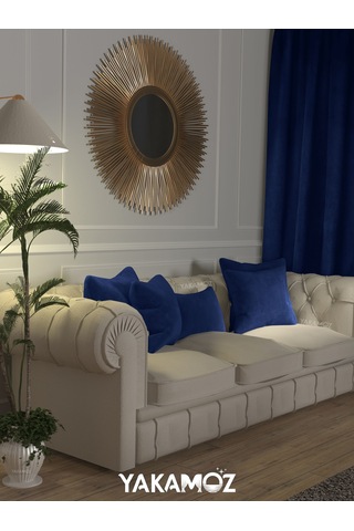 Br Yakamoz Gece Mavisi Kırlent , Yastık Kılıfı Kadife Görünümlü Velvet Touch Serisi Gece Mavisi