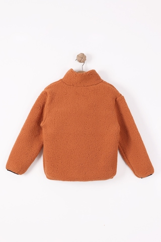 Monox Çocuk Lastik Manşetli Fermuarlı Unisex Kuzu Wellsoft Peluş Ceket Kiremit