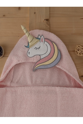 Pamuklu Unicorn Desenli Bebek & Çocuk Kundak Panço Baveno Pembe