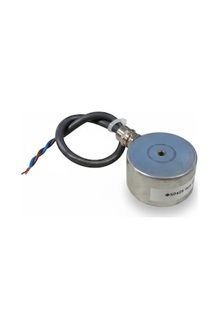 Ø50 27 Mm Elektromıknatıs 24v %100 / 48v %50 Çalışma, Yüksek Tutma Gücü, Endüstriyel Ve Test Sistemleri İçin