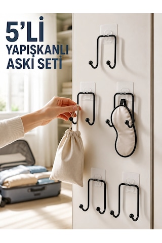 5 Adet Yapışkanlı Askı Çok Amaçlı Mutfak Banyo Düzenleyici Askılık Su
