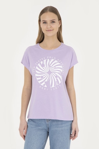 U.S. Polo Assn. Kadın Lila Bisiklet Yaka Tişört 50282896-VR034