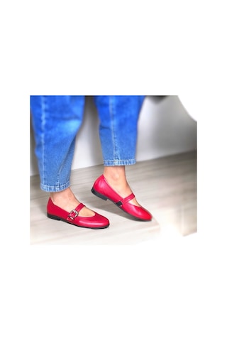 Ne&ve Shoes Kırmızı Hakiki Deri Babet
