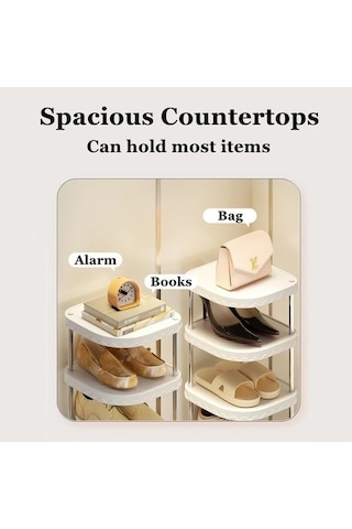 Flybuy Bosphorusboutique Rafı, 5 Katmanlı Dar Ambition Beyaz Ayakkabı, Minimalist Tasarım Beyaz