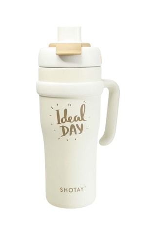 Shotay St-8919 Çift Kullanım Pipetli/rahat İçim Beyaz 1000ml Çelik Termos Diğer