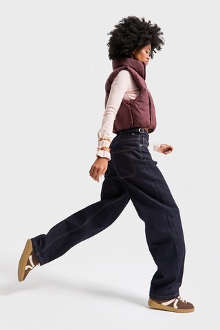 it's basic Kadın İndigo Renk Lotus 7w5-50 Baggy Fit İç Boy 83cm Kemer Detaylı %100 Koton Denim Jean