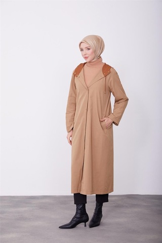 Armine Kol Ortası Çıtçıtlanan Pardesü 23k8512 Camel Kahverengi