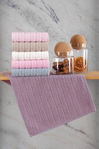 Path El ve Yüz Mutfak Havlu Seti 6'lı 30 x 50 CM Pembe