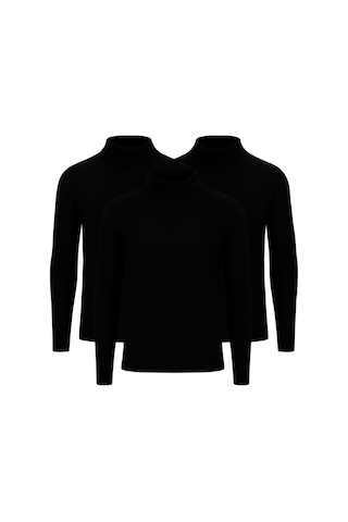 3'lü Paket Yarım Boğazlı Erkek Kazak Siyah