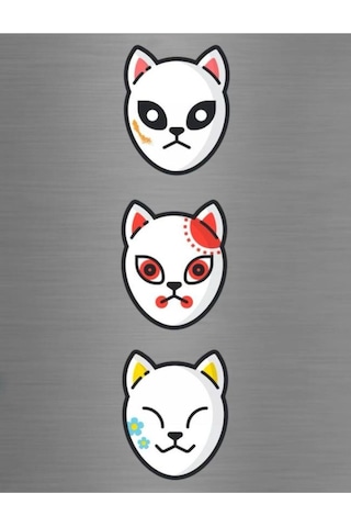 Demon Slayer Kimetsu No Yaiba Anime Maske Figürlü Dekoratif Süs Buzdolabı Magneti