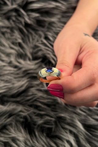 Fiyonk Kuyumculuk 14 Ayar Altın Safir Detaylı Yüzük 001