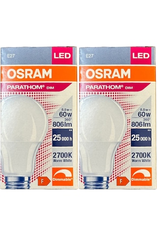Osram Parathom 8.8w 60w 2700k Sarı Işık E27 Duylu Dim Edilebilir Led Ampul 2 Adet