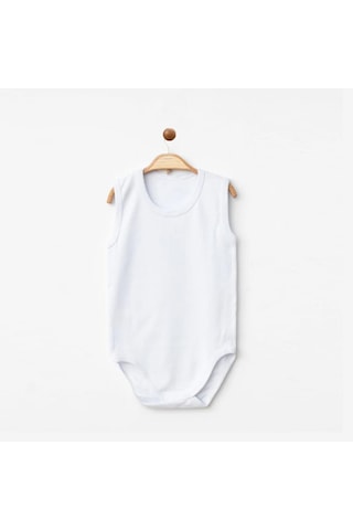 Ürünya Unisex Bebek %100 Pamuklu Kolsuz Çıtçıtlı Zıbın Beyaz
