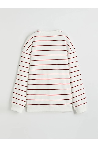 Lc Waikiki Kırmızı Çizgili Erkek Çocuk Sweatshirt KIrmızı